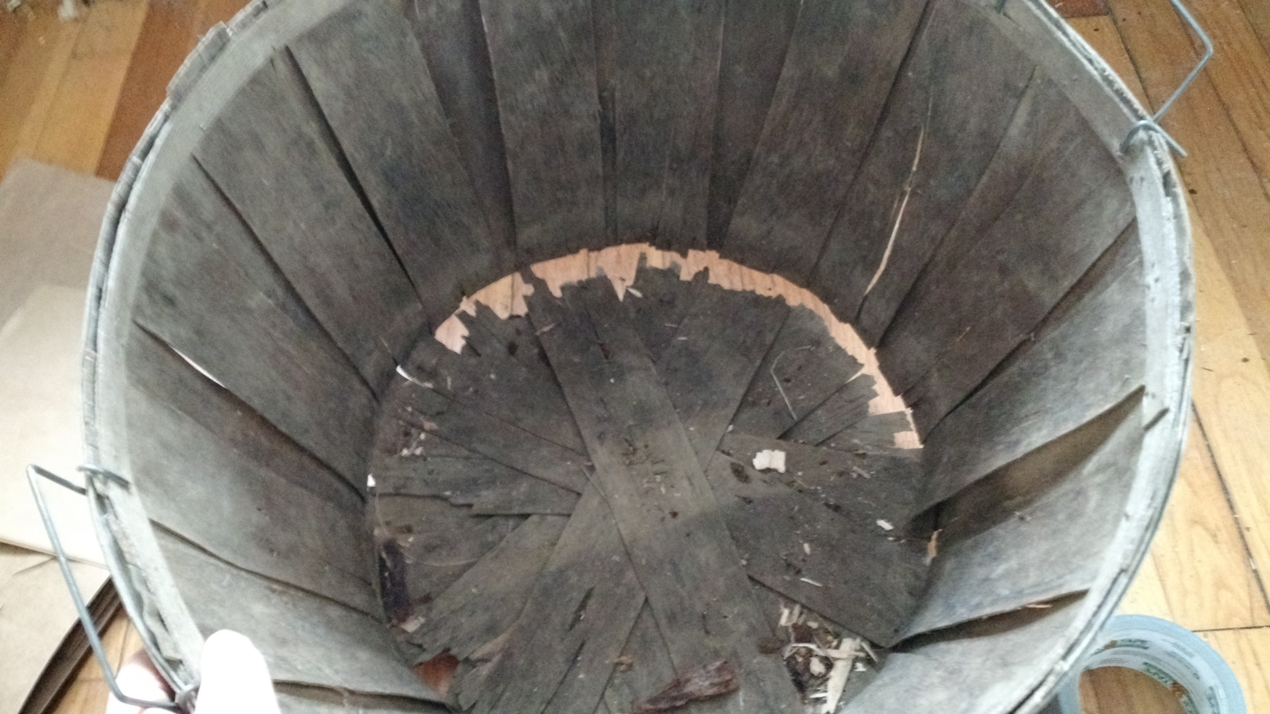 Bottom of basket before repair