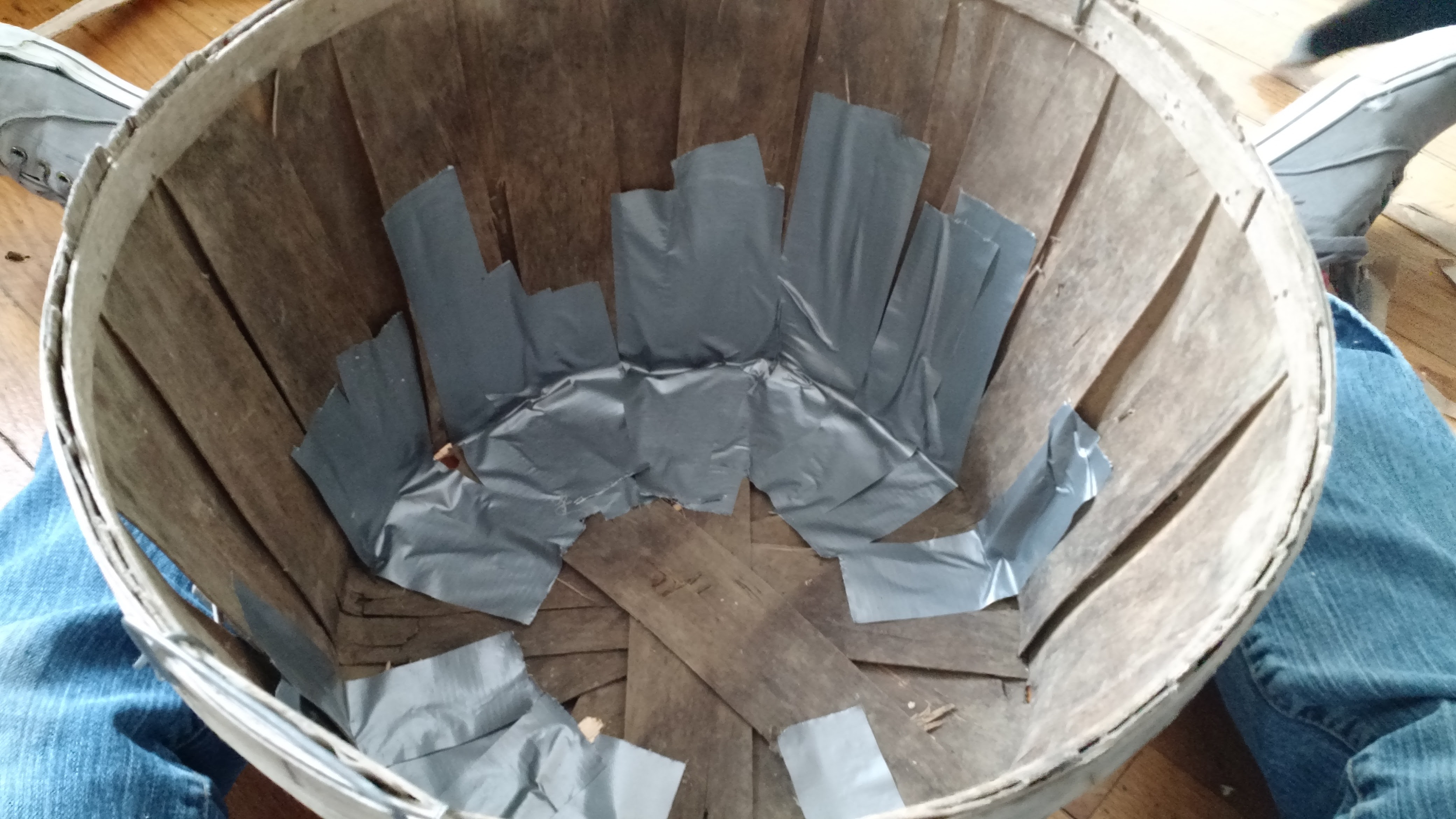 Duct tape work on inside bottom of basket