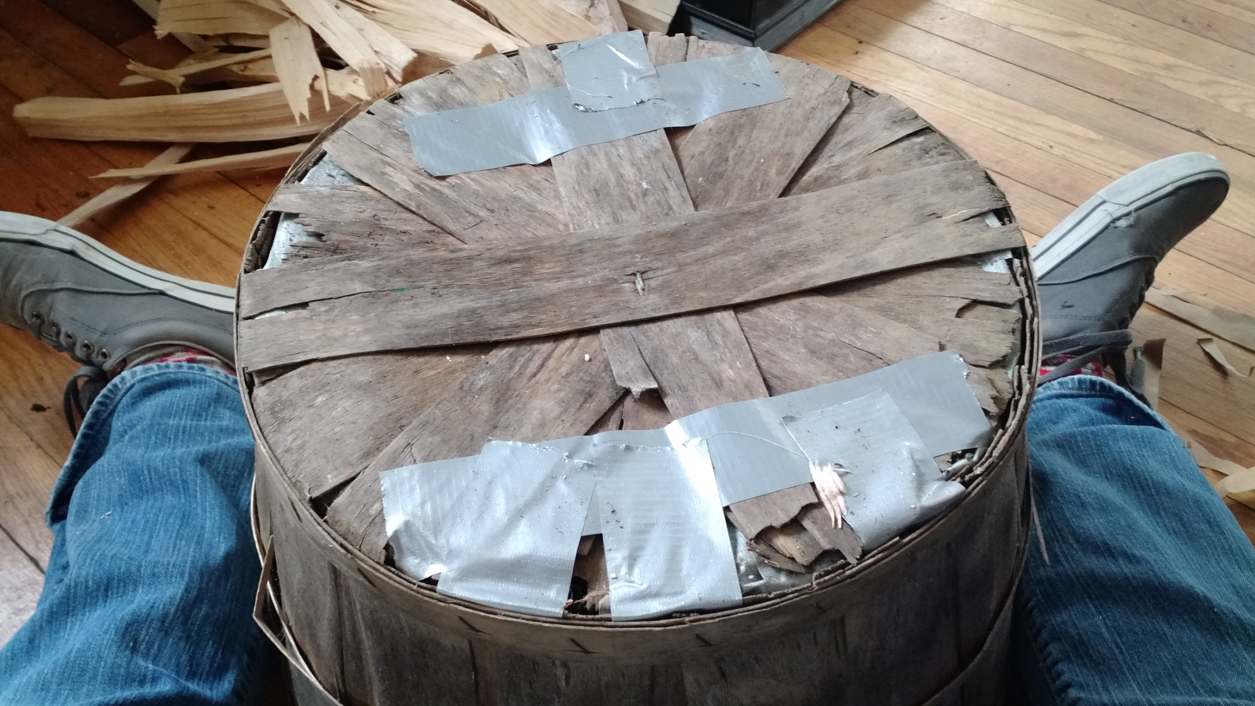 Duct tape work on outside bottom of basket